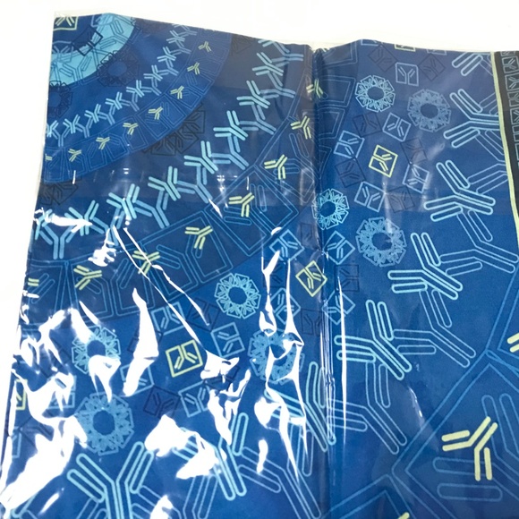 Women's Satin Square Scarf Geometric Blue One Size - Picture 2 of 2